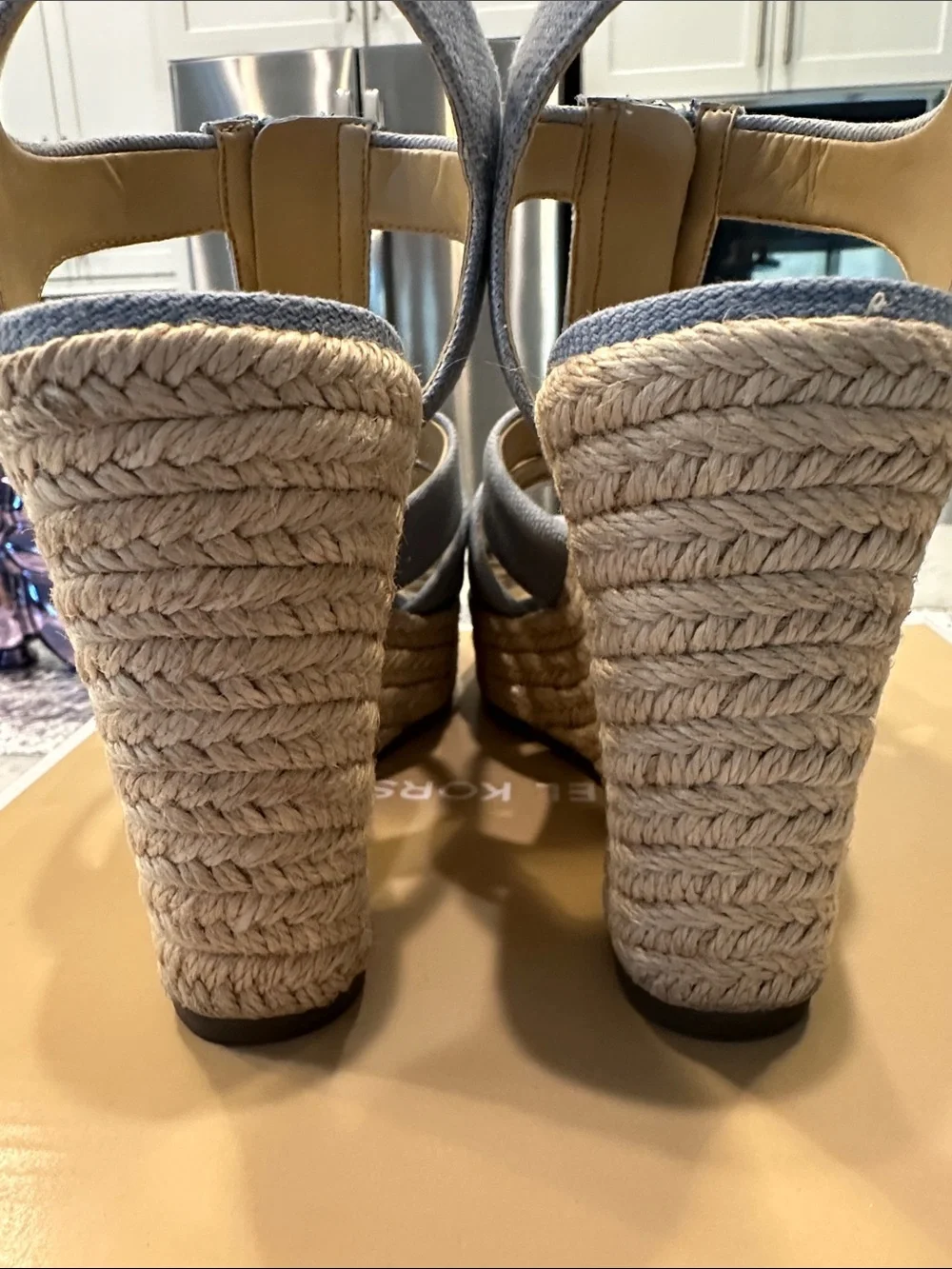 Michael Kors  Wedge Espadrille Sandals in Light Blue - Women's Zip Front